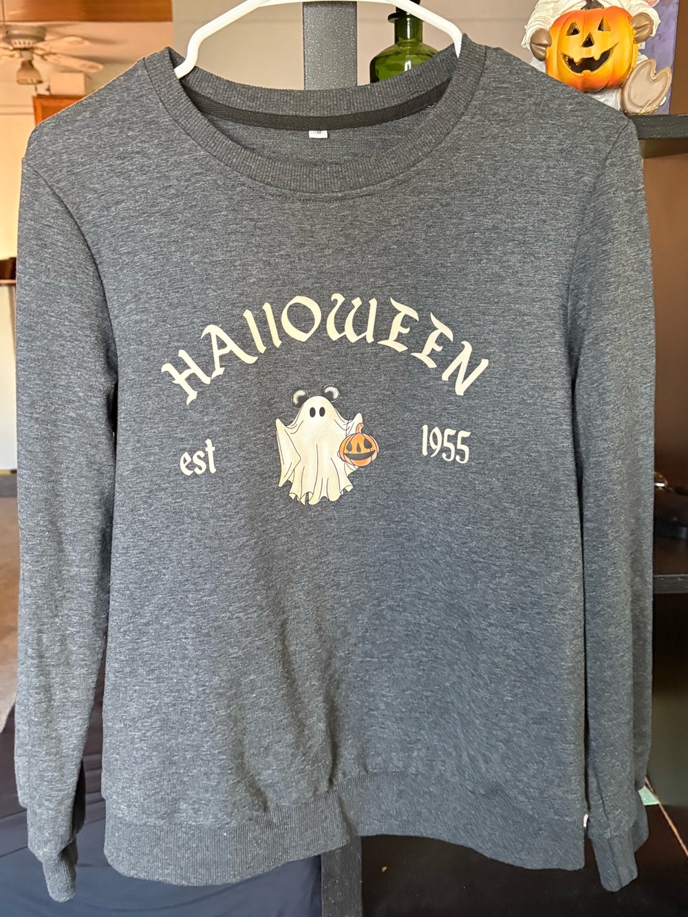 Halloween Graphic Crewneck Sweatshirt - Gray
